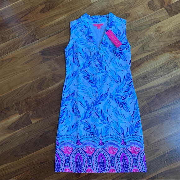 NEW! W/ Tags Lilly Pulitzer Tisbury Shift Ruffle Neck Dress - Picture 2 of 11